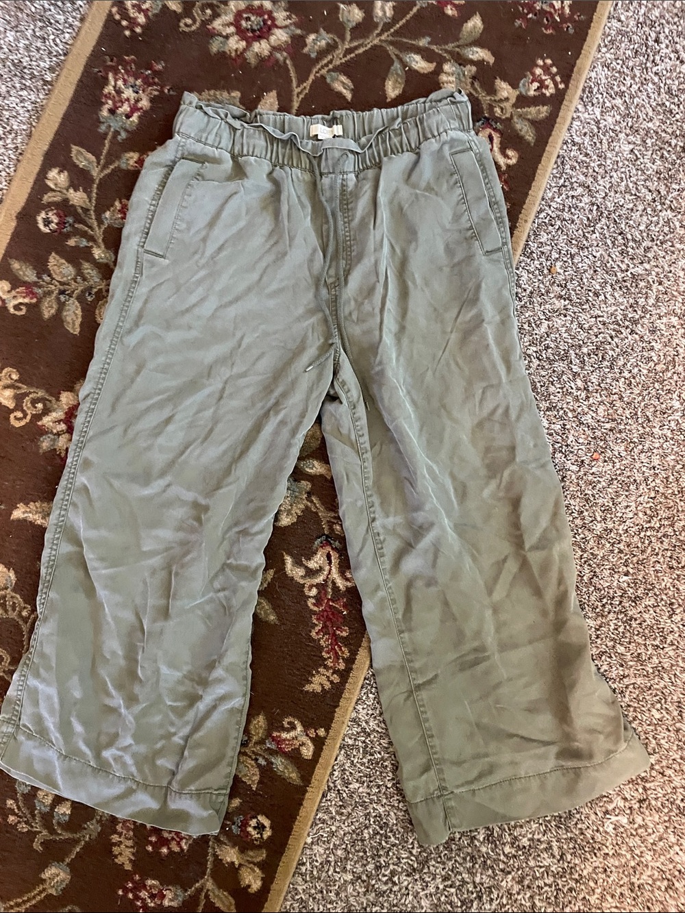 LOFT Olive Green Drawstring Waist Pants